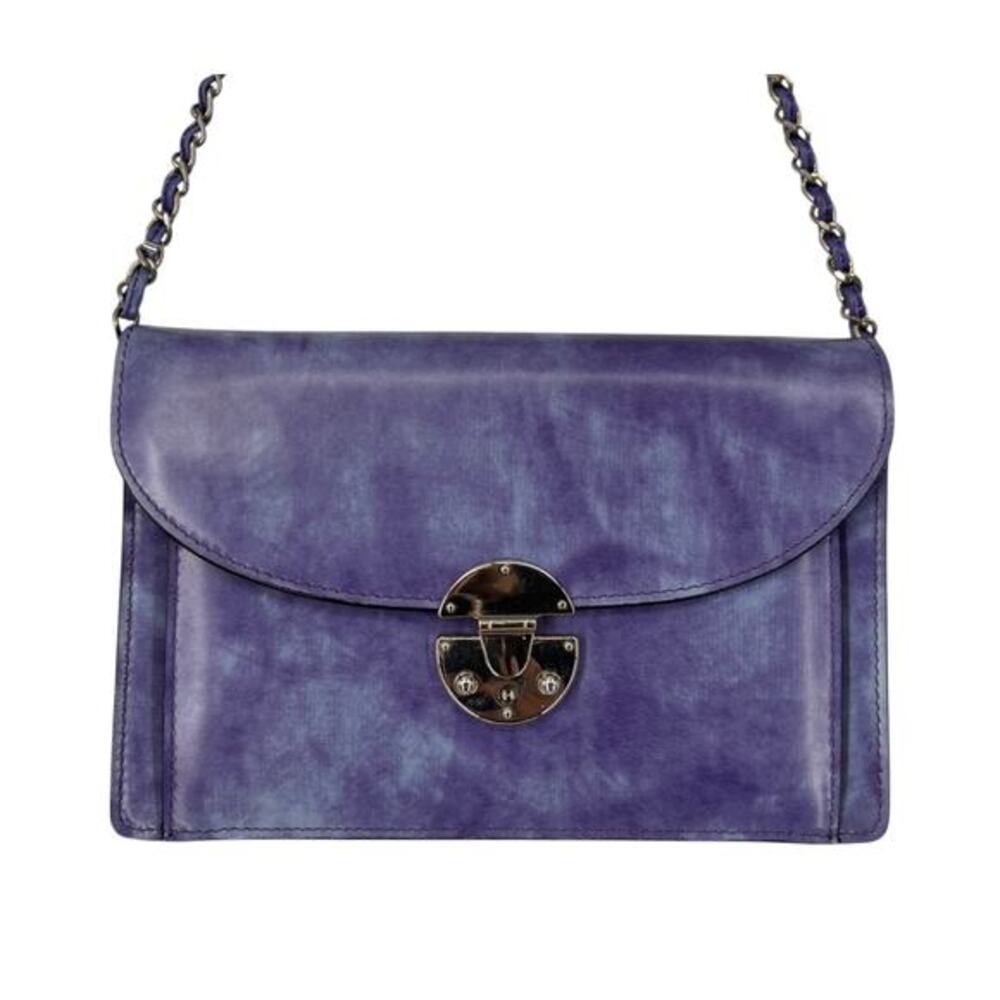 Pratesi Firenze Italy Leather Bag Marbled Purple Shoulder Designer Box Purse